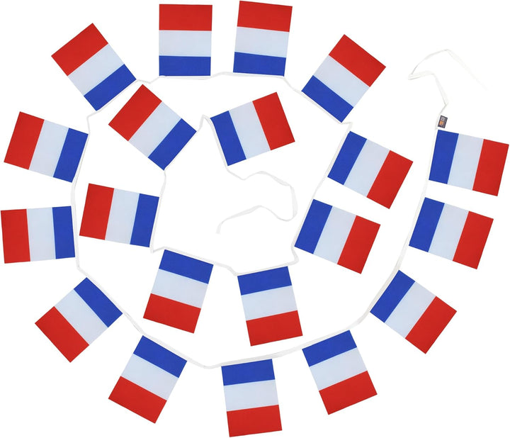 AZ FLAG FAHNENKETTE Frankreich 12 Meter mit 20 flaggen 45x30cm- FRANZÖSISCHE Girlande Flaggenkette 3