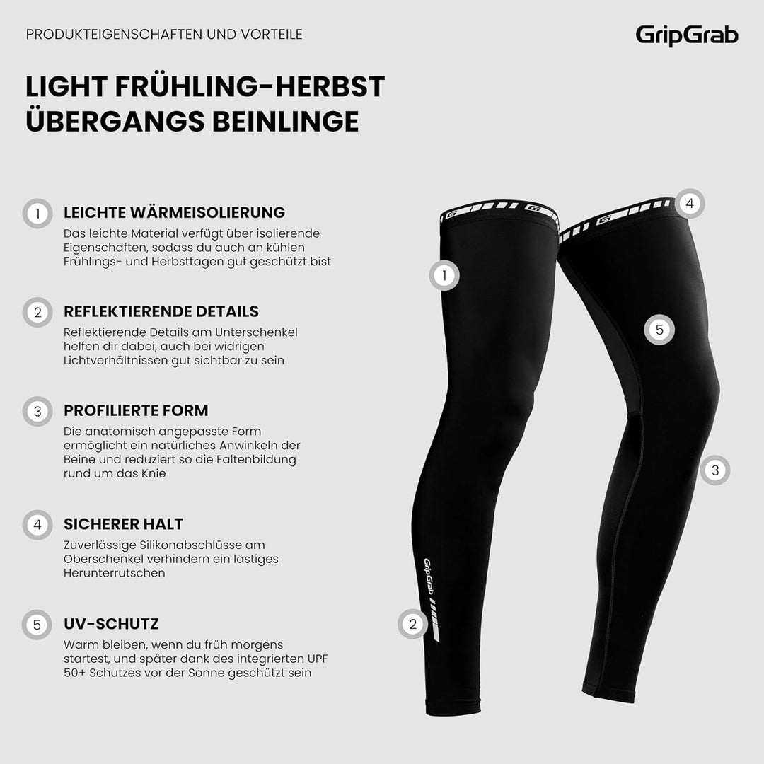 GripGrab Leg Warmers Light Fahrrad Übergangs Beinlinge Leichte Dünne Rutschfeste Rennrad MTB Gravel