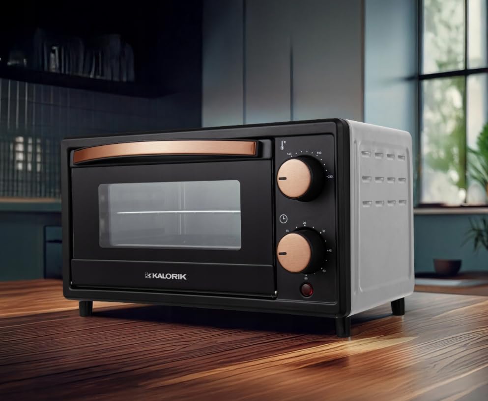 KALORIK Mini-Backofen OT2015CO, 10L Kapazität, Schwarz mit Kupferakzenten, 800W, Energiesparend mit