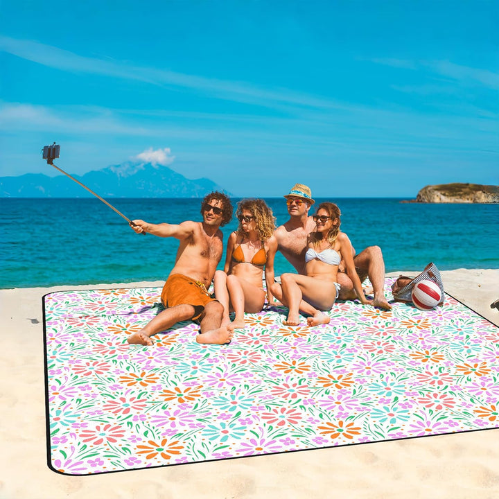 Picknickdeck 200x200 cm，Stranddeck XXL wasserdicht sandfrei，Faltbare Strandmatte,3-lagige waschbare
