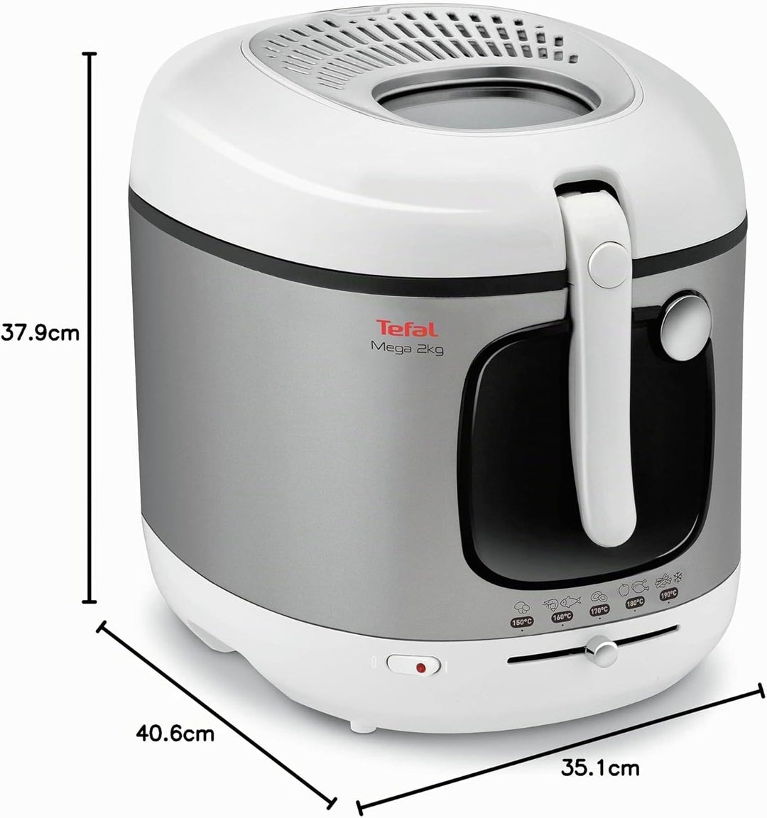 Tefal FR4800 Mega 2 kg Elektrische Fritteuse | 3,3 L Öl-Kapazität | Anti-Geruchs-Filter | spülmaschi