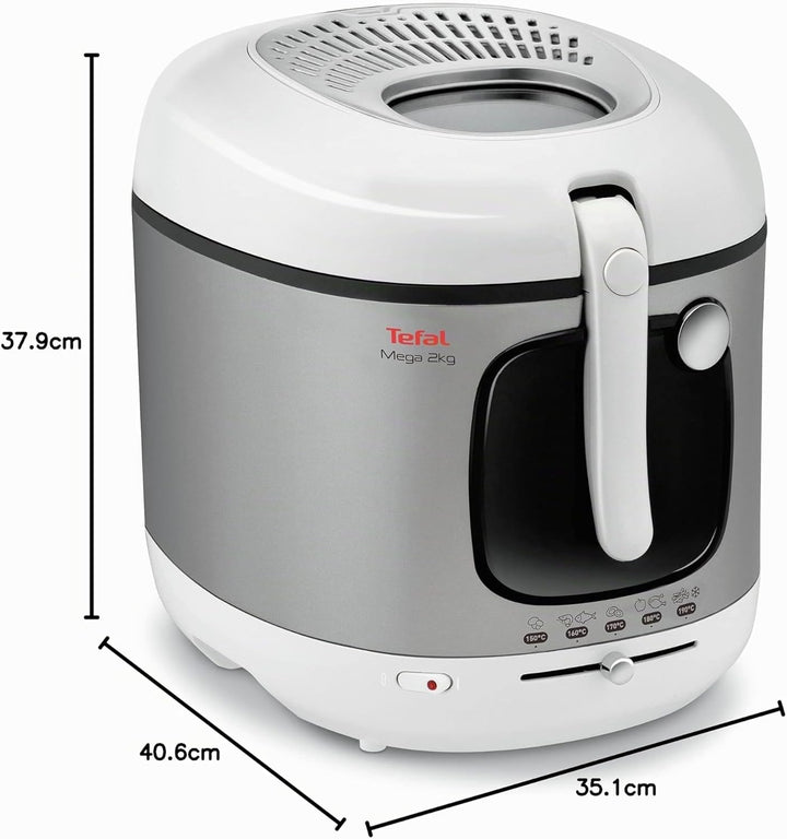 Tefal FR4800 Mega 2 kg Elektrische Fritteuse | 3,3 L Öl-Kapazität | Anti-Geruchs-Filter | spülmaschi