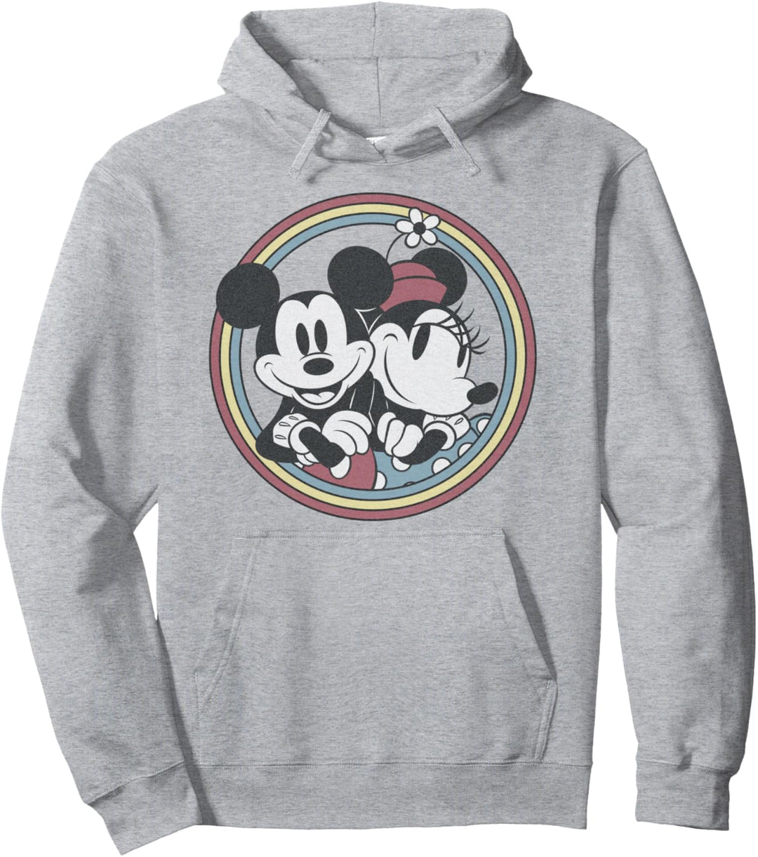 Disney Mickey And Friends Mickey And Minnie Retro Rainbow Pullover Hoodie