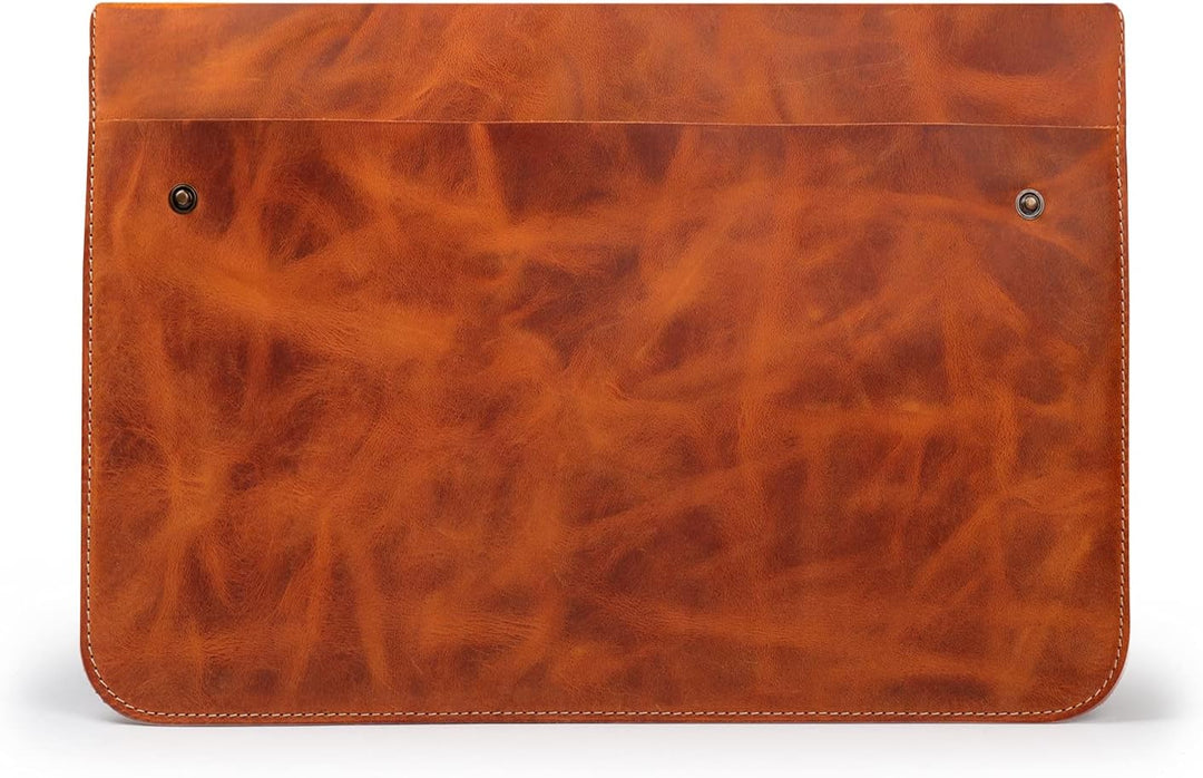 MegaGear Genuine Leather MacBook Bag for 15 & 16 Inch - Camel Camel 15-16 inches, Camel 15-16 inches