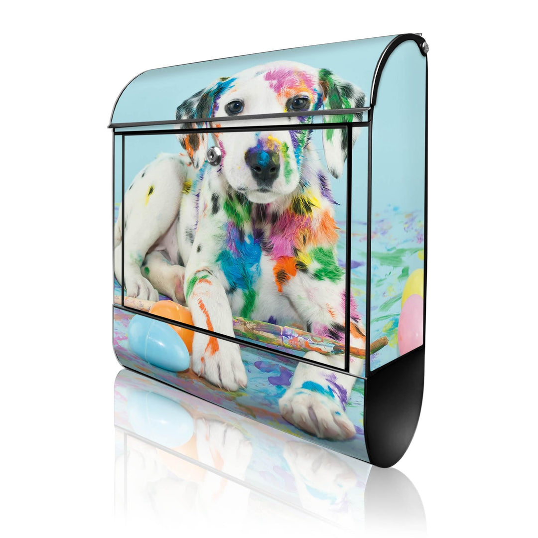 banjado® Design Briefkasten mit Motiv Bunter Dalmatiner 39x47x14cm &amp; 2 Schlüssel - Briefkasten Stahl
