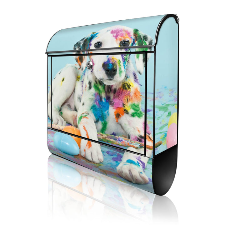 banjado® Design Briefkasten mit Motiv Bunter Dalmatiner 39x47x14cm &amp; 2 Schlüssel - Briefkasten Stahl