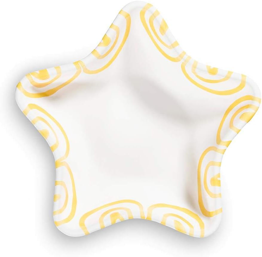 GMUNDNER KERAMIK Sternschale Stella Grösse: l= 14 cm x b= 14 cm x h= 3.9 cm Gelbgeflammt Geschirr, h