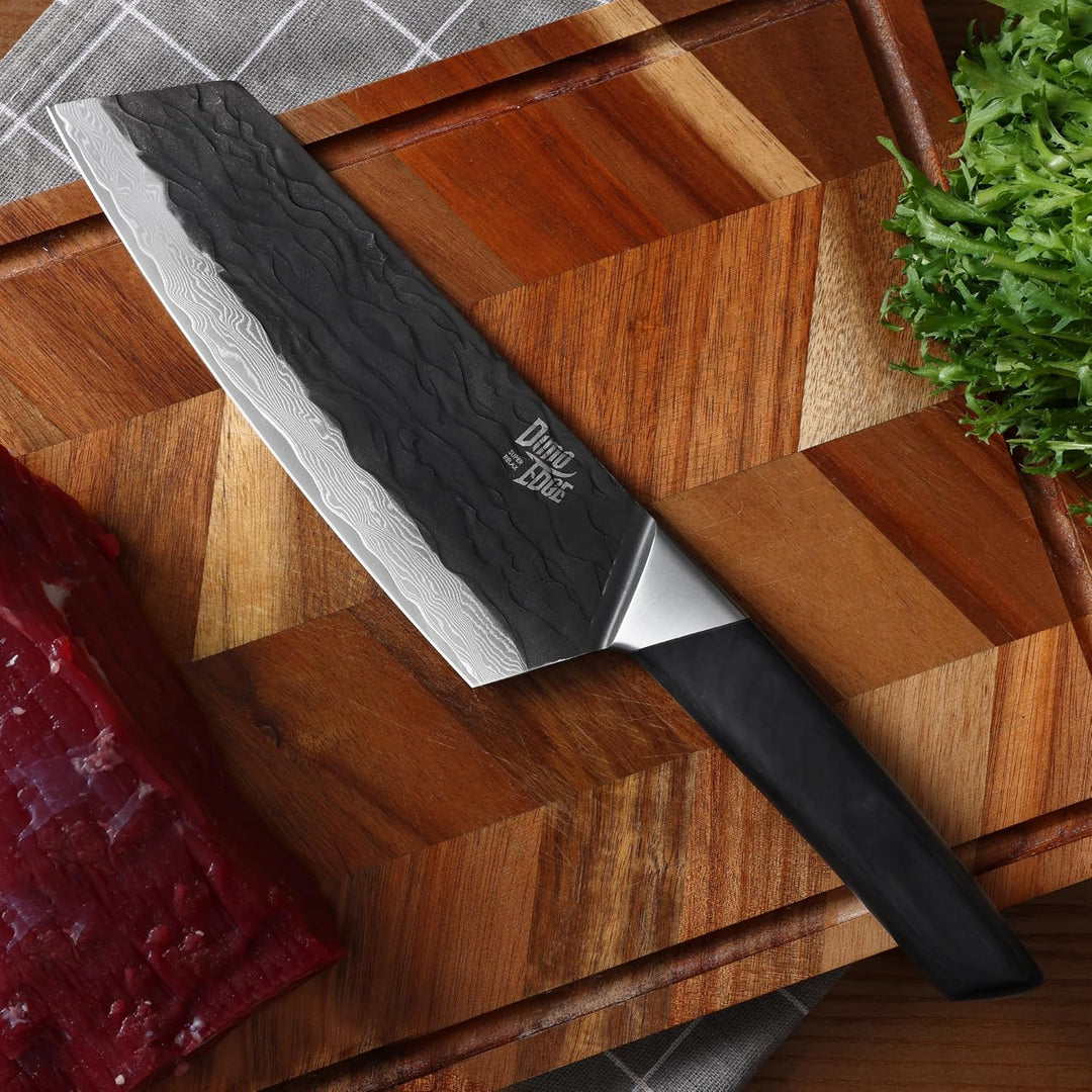 Bunka Messer, Damaszener Kochmesser mit Premium Pakkawood Griff, Full Tang Konstruktion, schwarz oxi