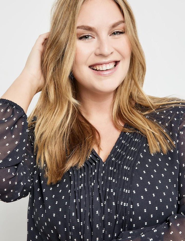 Samoon Damen Kleid 52 Navy Gemustert, 52 Navy Gemustert