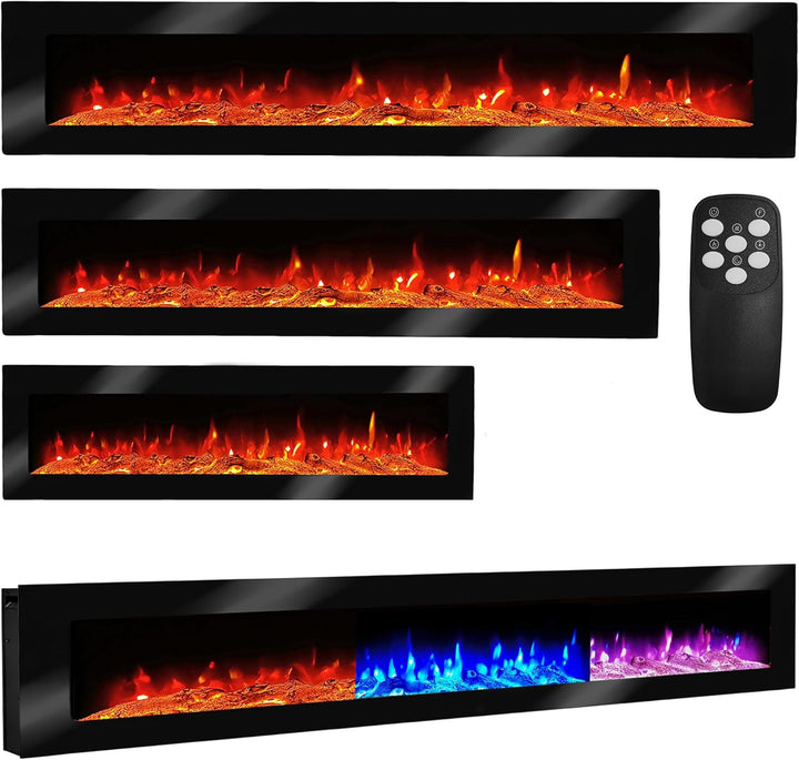 Elektrokamin Wandkamin Ben 250cm mit LED Flammensimulation - Farbwechsel - inkl. Fernbedienung, Time