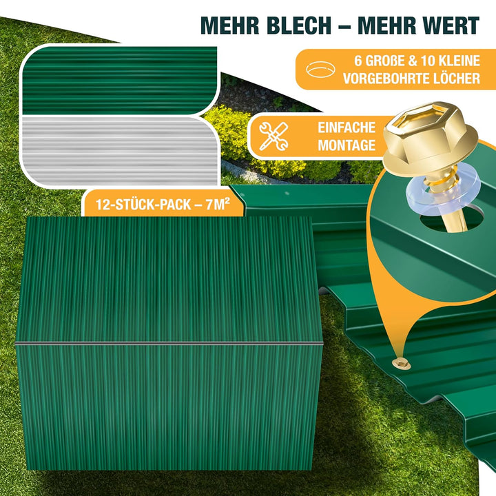 KESSER® - 12 x Profilblech Trapezblech 129cm x 45cm = 7 m² -Dachblech für Gerätehaus, Dachplatten Ve