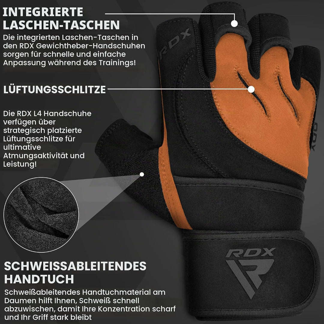 RDX Fitness Handschuhe Herren Damen, Trainingshandschuhe Krafttraining handgelenkschutz für Gewichth