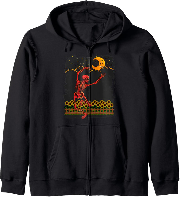 Damen Skelett Macabre Tanzend Rot Grafik Gothic Halloween Kapuzenjacke