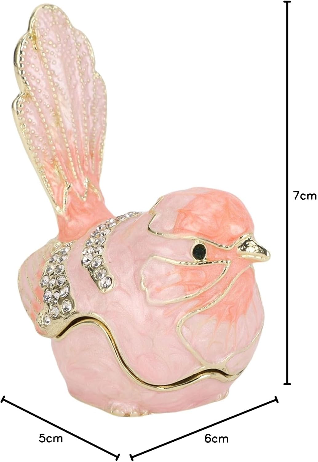 Schmuckkästchen in Vogelform, Handbemalte Emaille-Schmuckaufbewahrungsbox mit Kristallen, Dekorative
