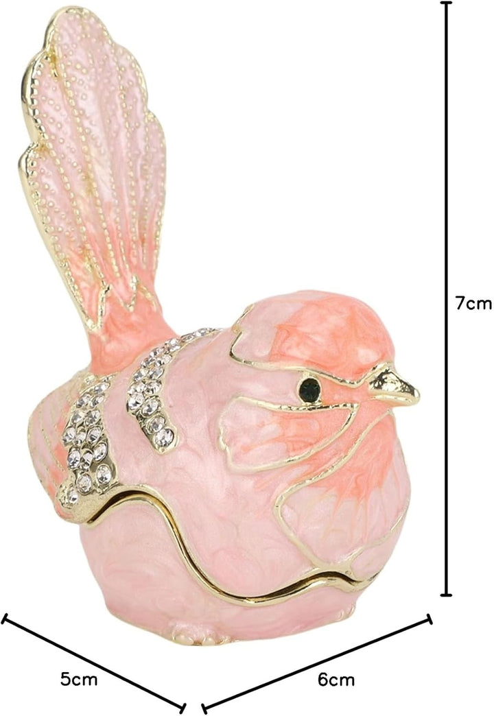 Schmuckkästchen in Vogelform, Handbemalte Emaille-Schmuckaufbewahrungsbox mit Kristallen, Dekorative