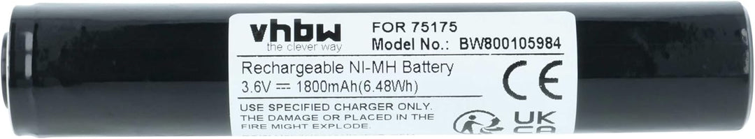 vhbw Akku Ersatz für Pelican Streamlight 75175, 75375 für Taschenlampe Kopflampe (1800 mAh, 3,6 V, N