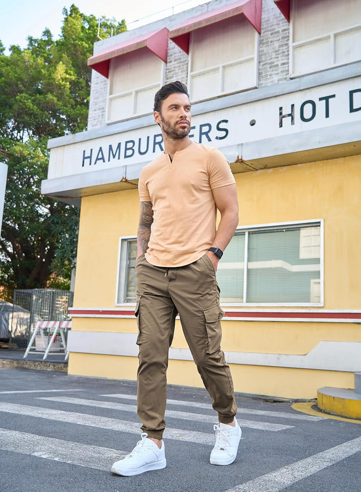 Elegancity Cargohose Herren Lang Casual Jogginghose Stretch Chino Hose Regular Fit Cargo Hose Elasti