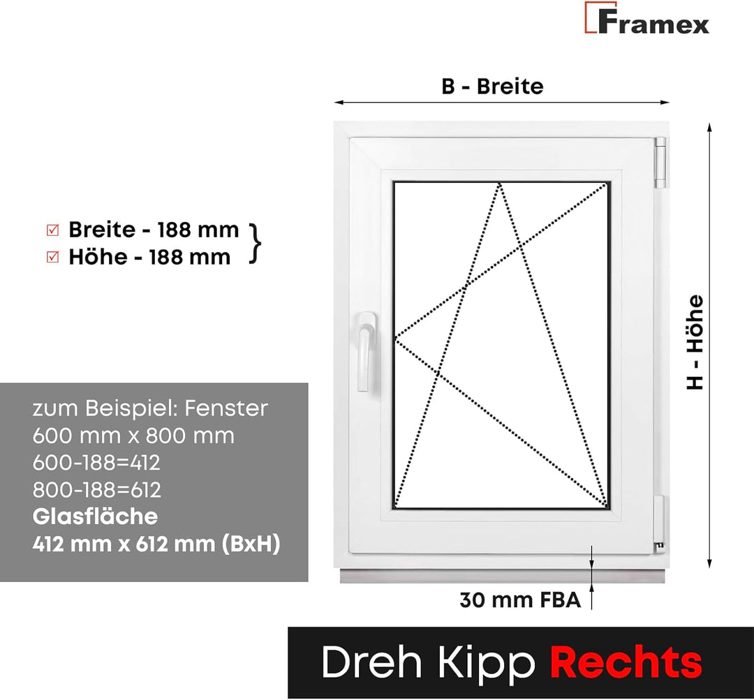 Kellerfenster Fenster Kunststofffenster Weiss Breite x Höhe 110 x 45 cm (1100 x 450 mm) 3-Fach (32 m