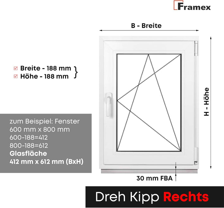 Kellerfenster Fenster Kunststofffenster Weiss Breite x Höhe 110 x 45 cm (1100 x 450 mm) 3-Fach (32 m
