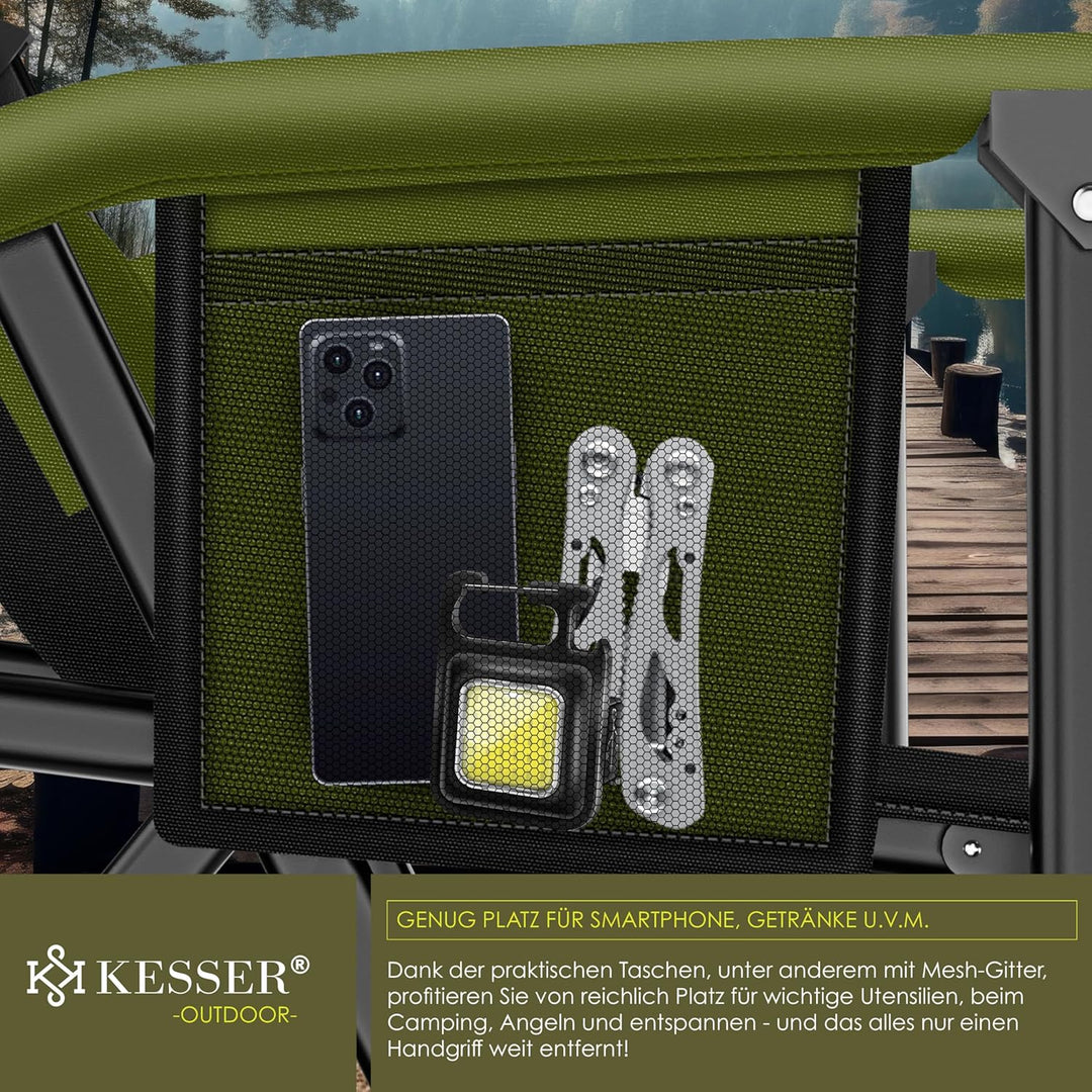 KESSER® Campingstuhl faltbar bis 160 kg | Angelstuhl Faltstuhl Klappstuhl Gepolstert mit Armlehnen |