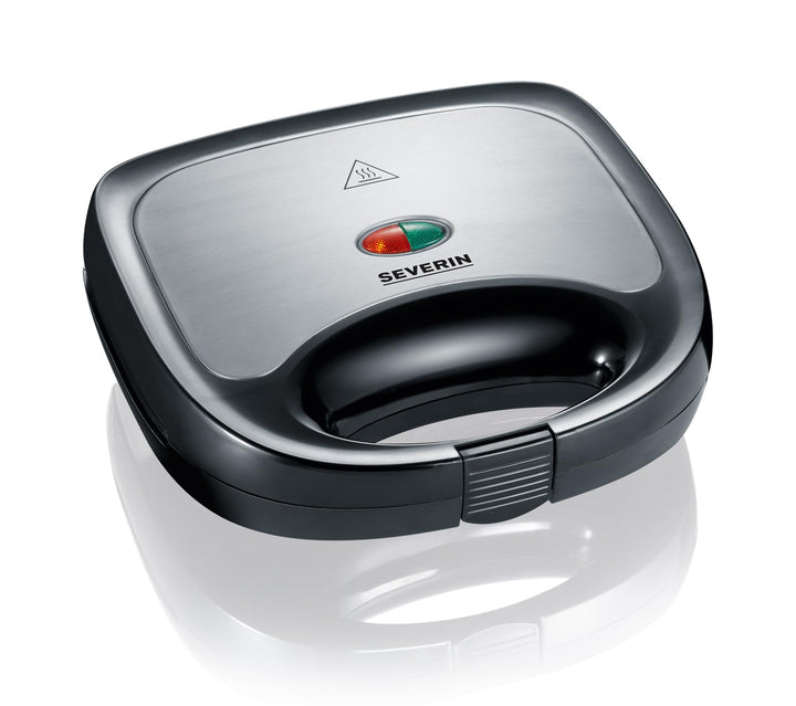 SEVERIN Sandwich-Toaster, Sandwichplatte, 600 W, SA 2969, Edelstahl/Schwarz Noir/Inox Brossé Single