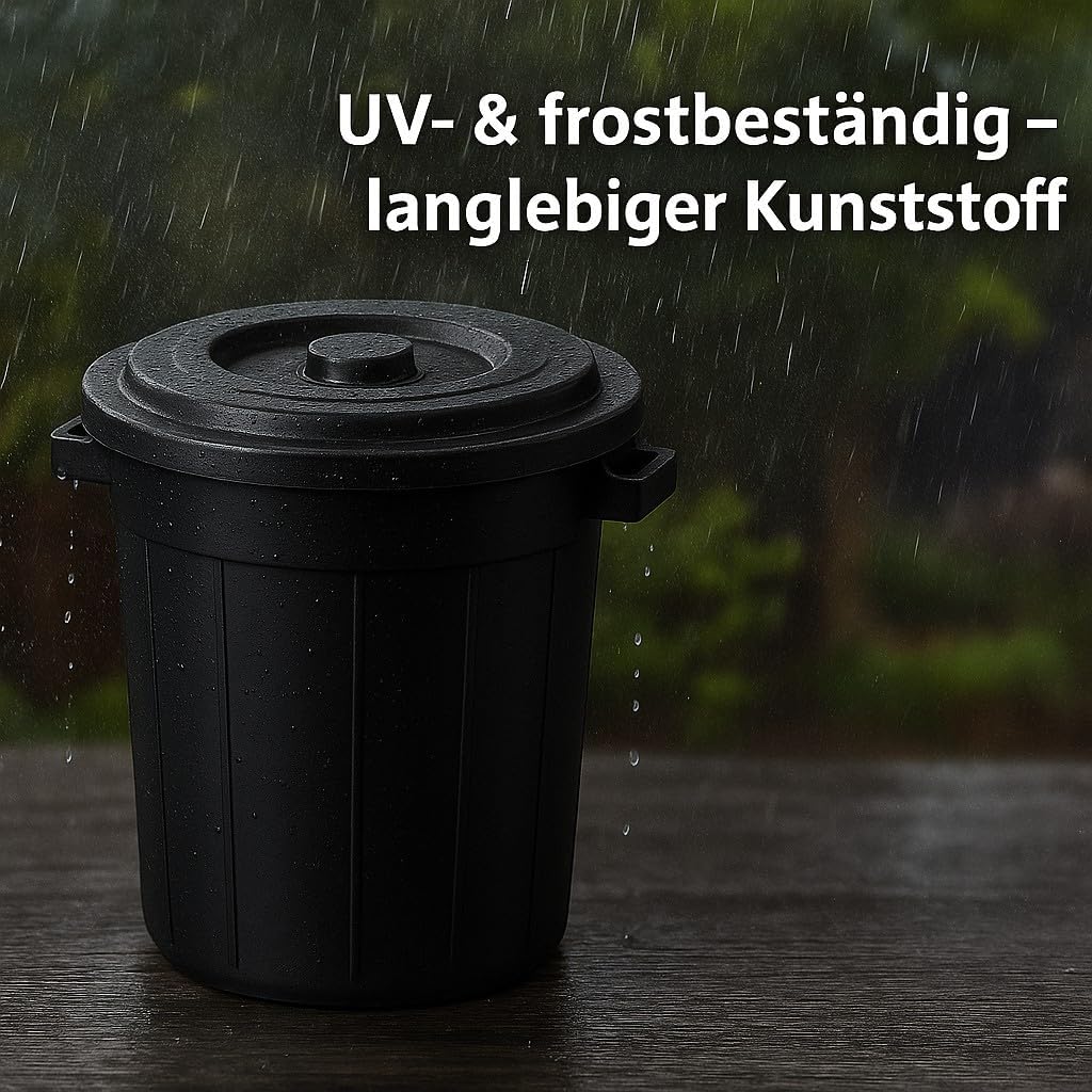 YourCasa Mülltonne 50L - Mülleimer mit Deckel verschliessbar - Tonne mit Trageriffen für Garten - Fu