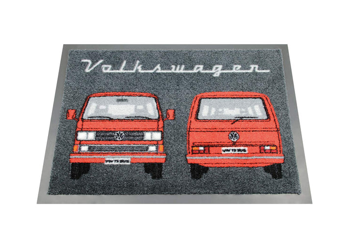 BRISA VW Collection - Volkswagen Fuss-Matte-Tür-Vorleger-Schuh-Schmutzfang-Abstreifer mit T3 Bulli B