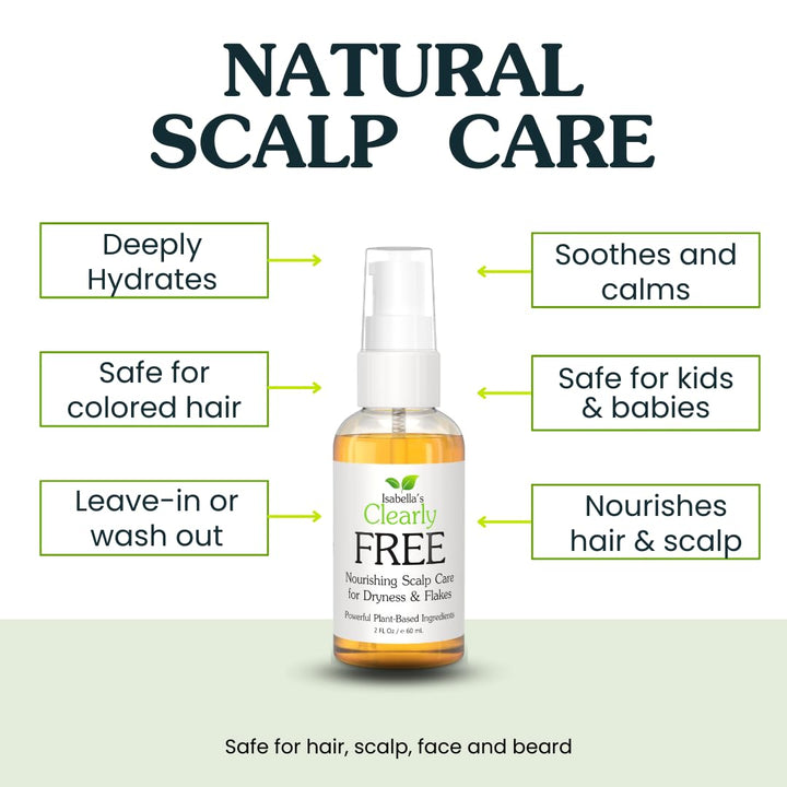 Isabella’s Clearly FREE, Natural Anti Dandruff Oil | Itch Relief for Dry Scalp, Itchy Scalp, Dermati
