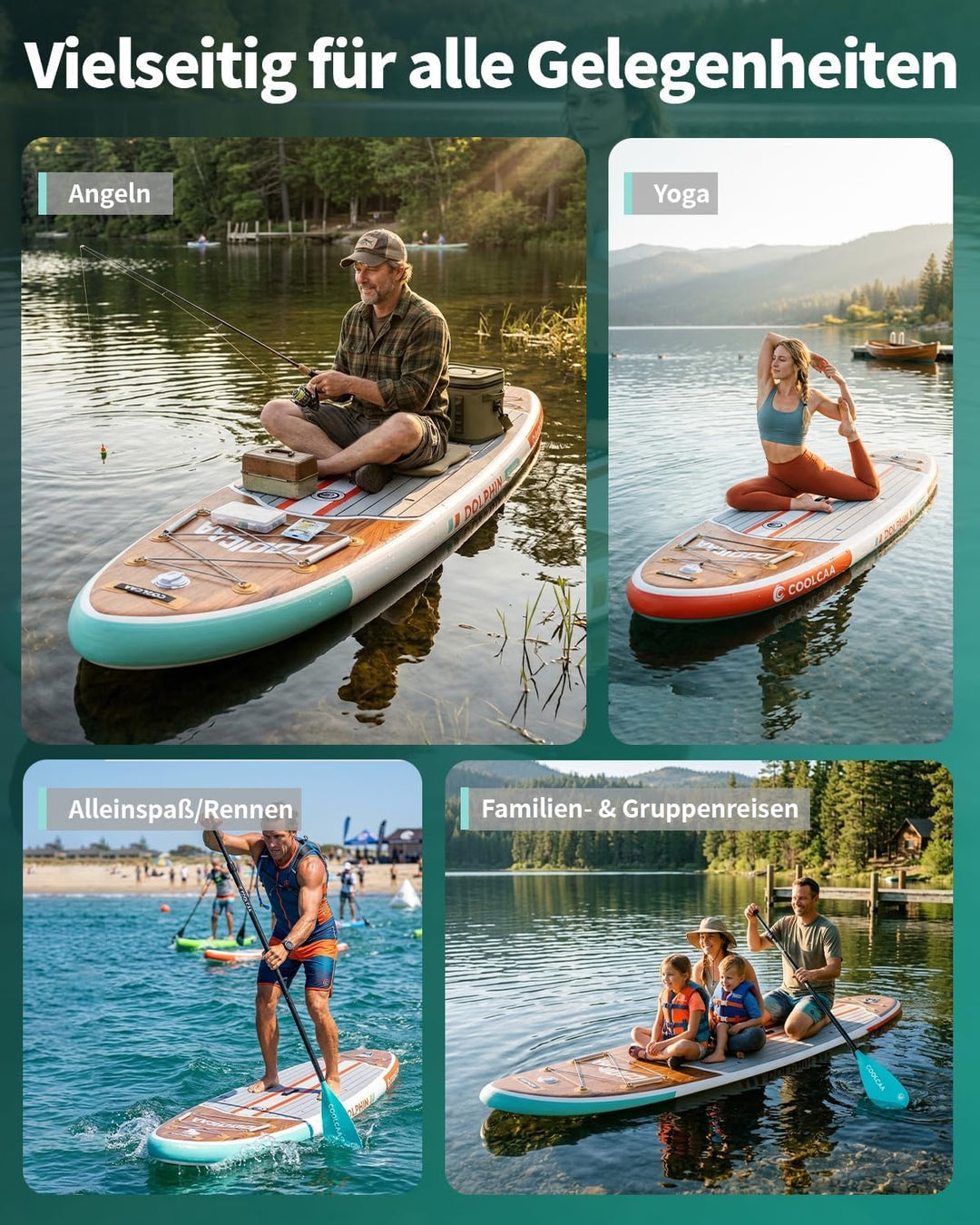 COOLCAA SUP Board, 355cm (Extra Gross) Stand Up Paddling Board, Aufblasbares Stand-Up Paddle Board m