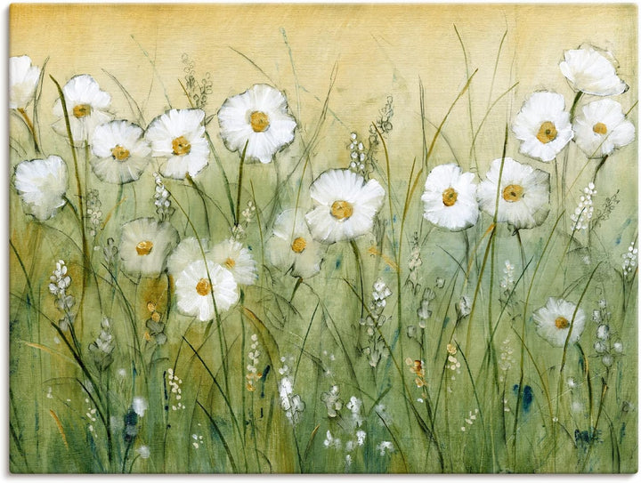 ARTland Leinwandbilder Wandbild Bild auf Leinwand 60 x 45 cm Wanddeko Botanik Blumen Gänseblümchen M