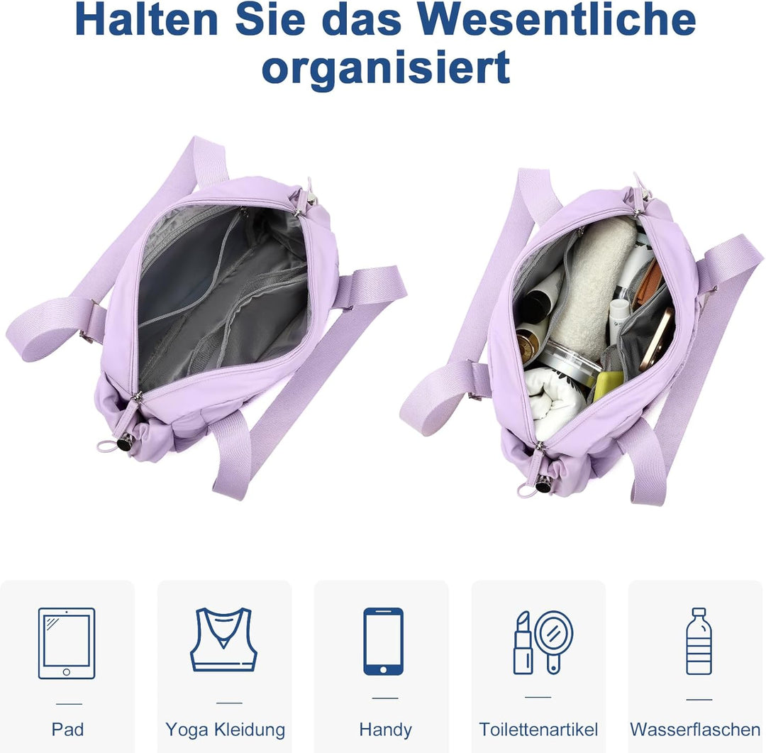 LEDAOU Mini Sporttasche für Damen, Kleiner gepolsterter Turnbeutel mit Nassfach und Münztasche, Leic