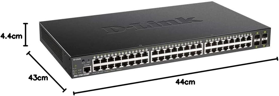 D-Link DGS-1250-52XMP, 52-Port Layer 2/3 Smart Managed PoE Gigabit Switch (48 x 10/100/1000 Mbit/s B