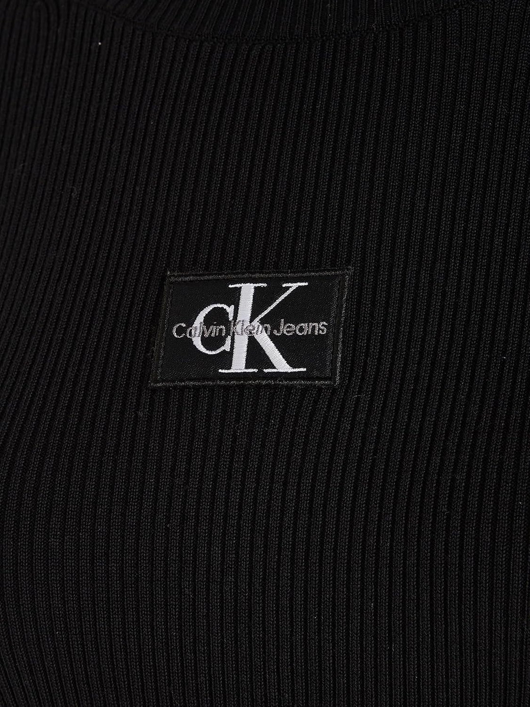 Calvin Klein Damen Badge Roll Neck Sweater Dress J20j221690 Strickkleider (1er Pack) S Schwarz (Ck B