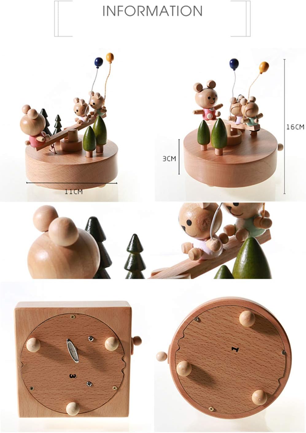 Chonor Innovative Szene aus Holz Spieluhr, Premier Spieluhr Handkurbel Handwerk Reine Hand-klassisch