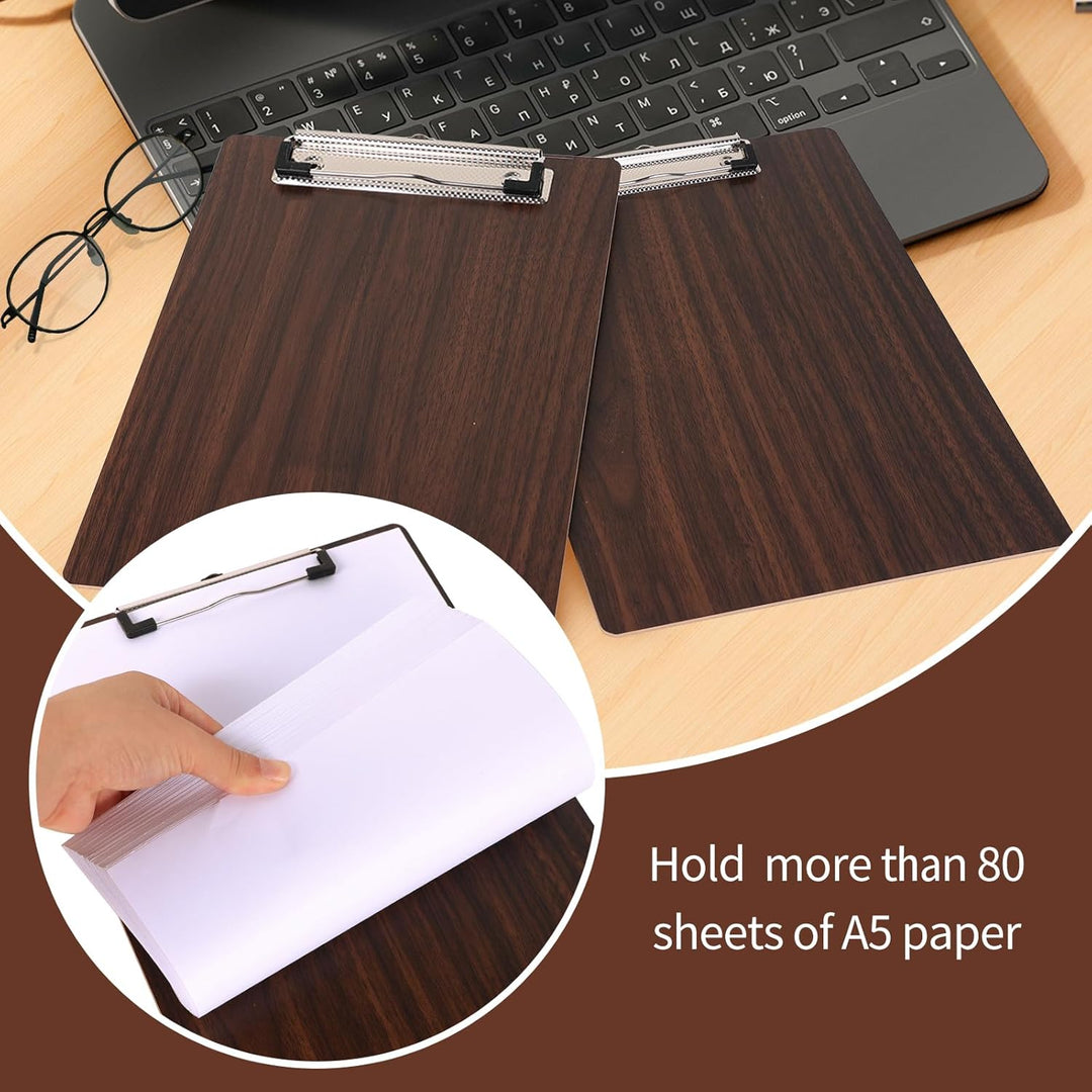 (8 Stück) Klemmbrett Holz A5,Schreibbrett Klemmbretter mit Metalklemme und Aufhängeose, Clipboard Sc
