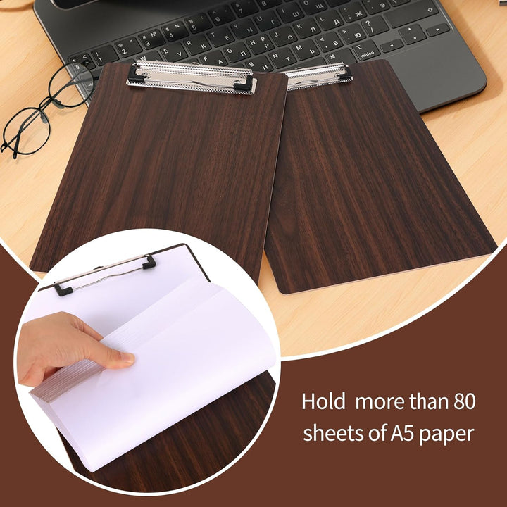 (8 Stück) Klemmbrett Holz A5,Schreibbrett Klemmbretter mit Metalklemme und Aufhängeose, Clipboard Sc