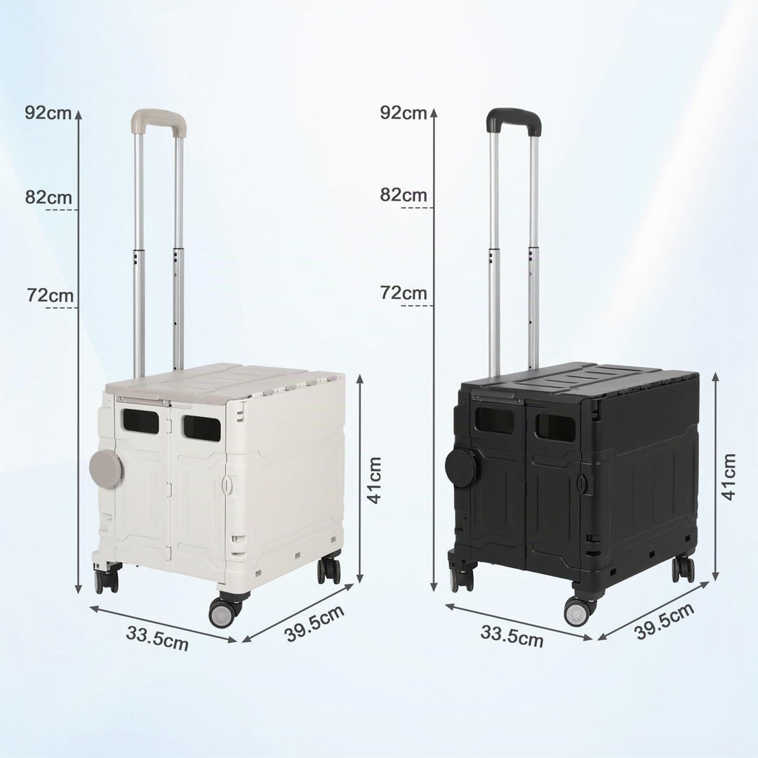 Einkaufstrolley Klappbar, mit neigbarer Teleskopgriff &amp; Deckel, 4 x 360° Rollen, bis 30 kg, 50 Liter