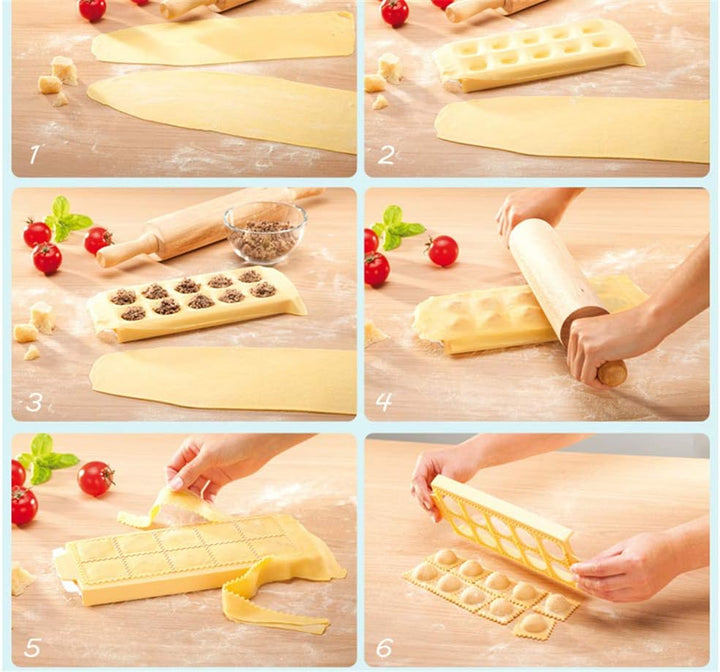 Ravioli Dumpling Maker Set, MKNZOME 12 Cavity Edelstahl Manuelle chinesische Knödel Pastetenformen G