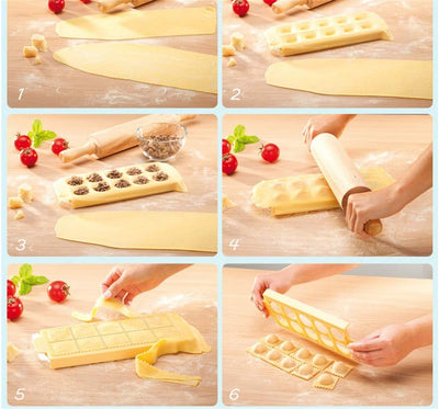 Ravioli Dumpling Maker Set, MKNZOME 12 Cavity Edelstahl Manuelle chinesische Knödel Pastetenformen G