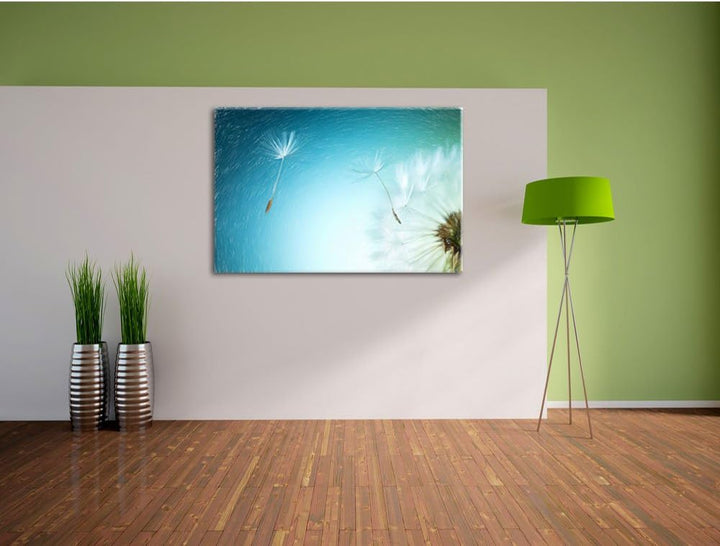 Pixxprint Löwenzahn Pusteblume als Leinwandbild/Grösse: 100x70 cm/Wandbild/Kunstdruck/fertig bespann