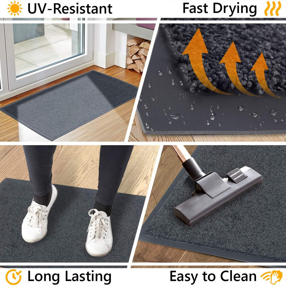 GadHome Fussmatte Anthrazit Grau 90x150 cm|Eingangstürmatte wasserdicht waschbar strapazierfähiger S