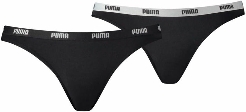 PUMA Damen Iconic Bikini Slip Hang 4er Pack, Grösse:S;Farbe:Black (200)