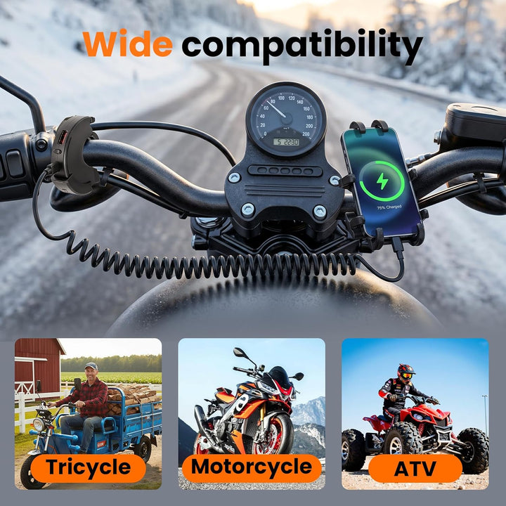 RUIZHI 48W Motorrad USB Ladegerät 12V Wasserdicht USB C Motorrad Steckdose QC3.0 USB-A und PD Type-C