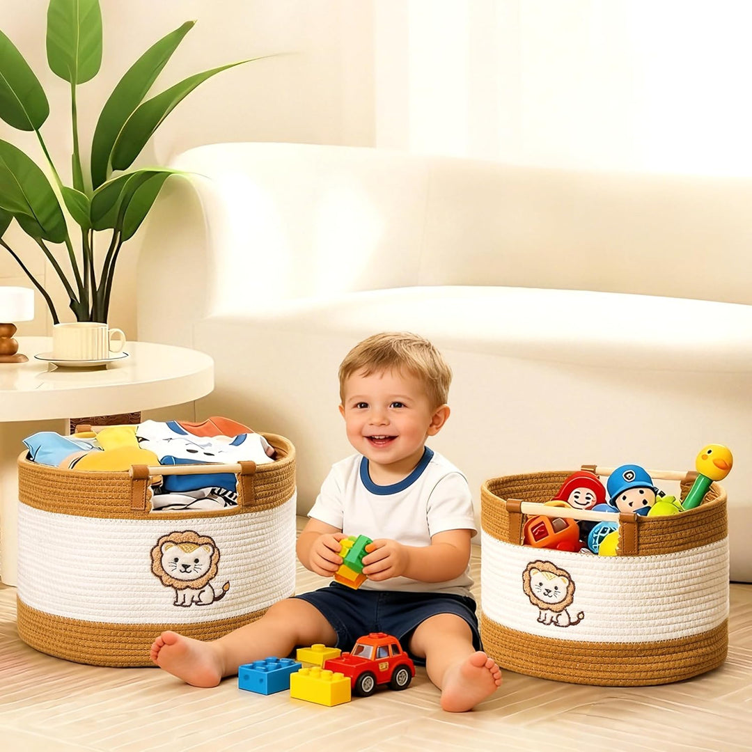 Grosser Deckenkorb, Wohnzimmer, 35 l, Baby-Wäschekorb, Spielzeugkorb für Babys, Kleinkinder, Aufbewa