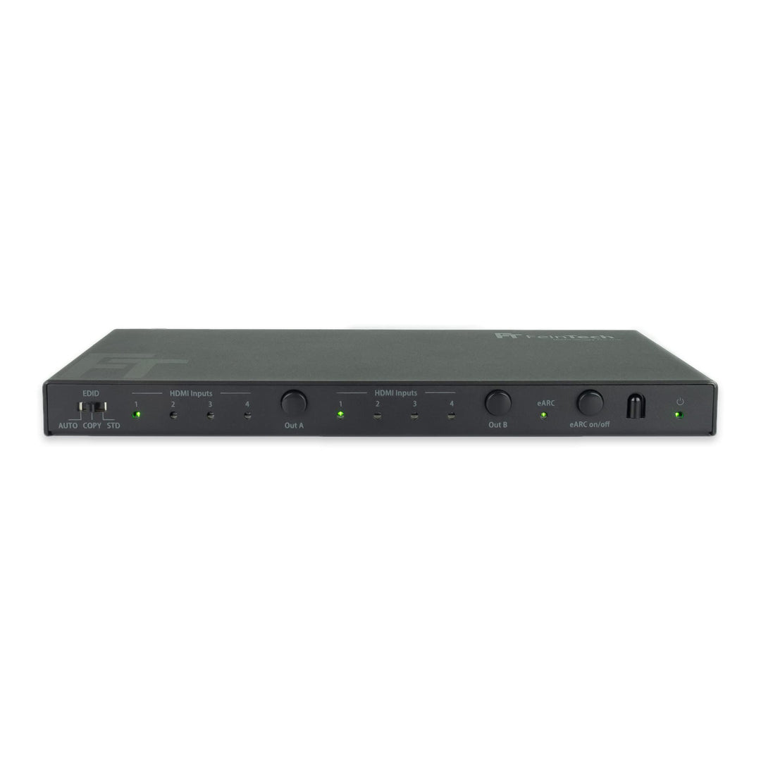 FeinTech VAX04201 HDMI eARC Pass Matrix Switch 4x2 für Soundbar und 2 Displays 4K 60Hz Dolby Vision