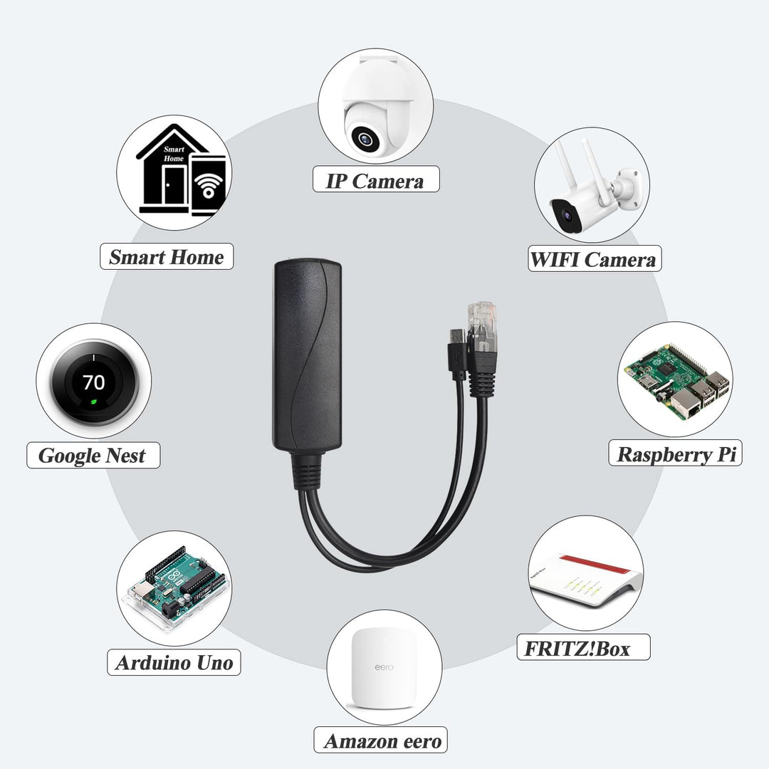 PoE Splitter Gigabit 36W 12V/3A, PoE zu Type-C 12V/3A Ausgang, Gigabit Ethernet gemäss IEEE802.3bt,