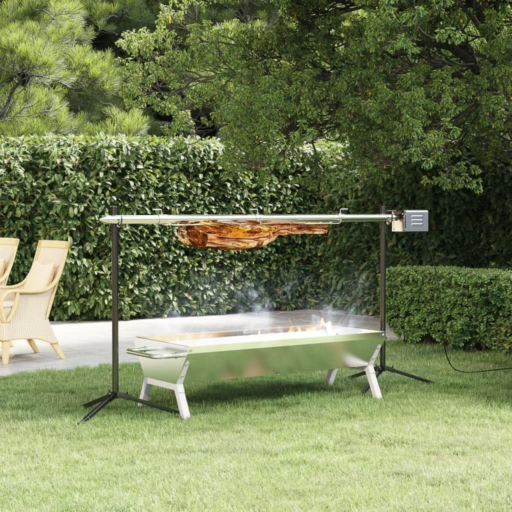 vidaXL Rotisserie Grill Automatisch, Elektrogrill mit Drehspiess Griffen, Spiessgrill für Aussenbere