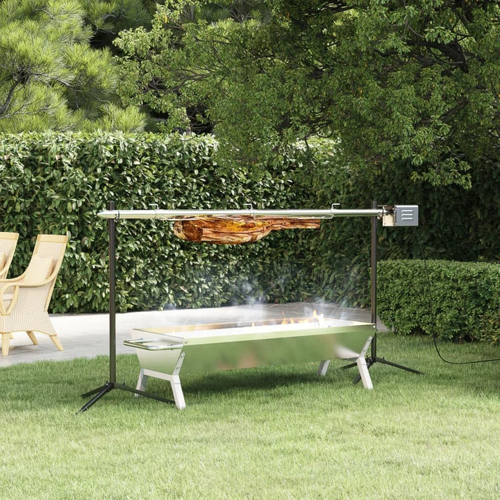 vidaXL Rotisserie Grill Automatisch, Elektrogrill mit Drehspiess Griffen, Spiessgrill für Aussenbere