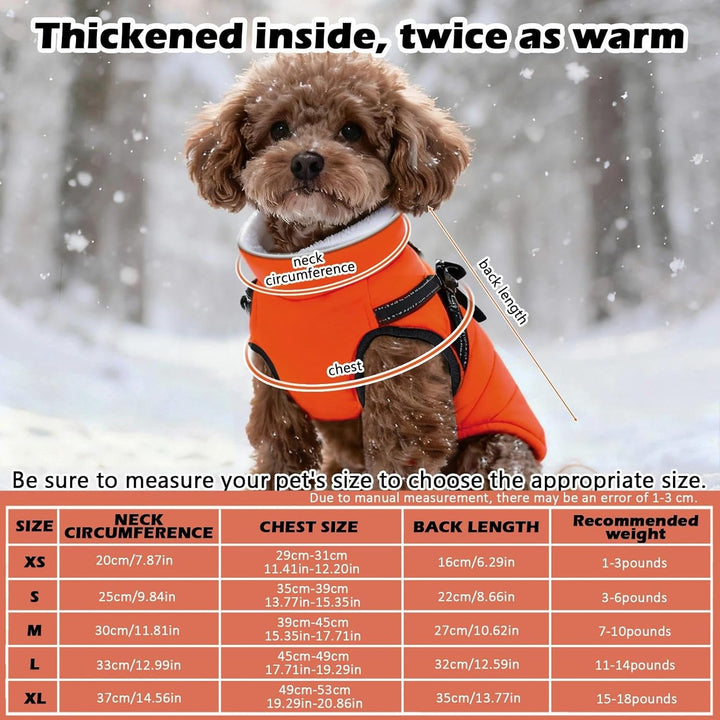 Hundemantel Winter mit Geschirr Einstellbar, ZoneYan Wasserdicht & Warm Hundemantel für Kleine Hunde