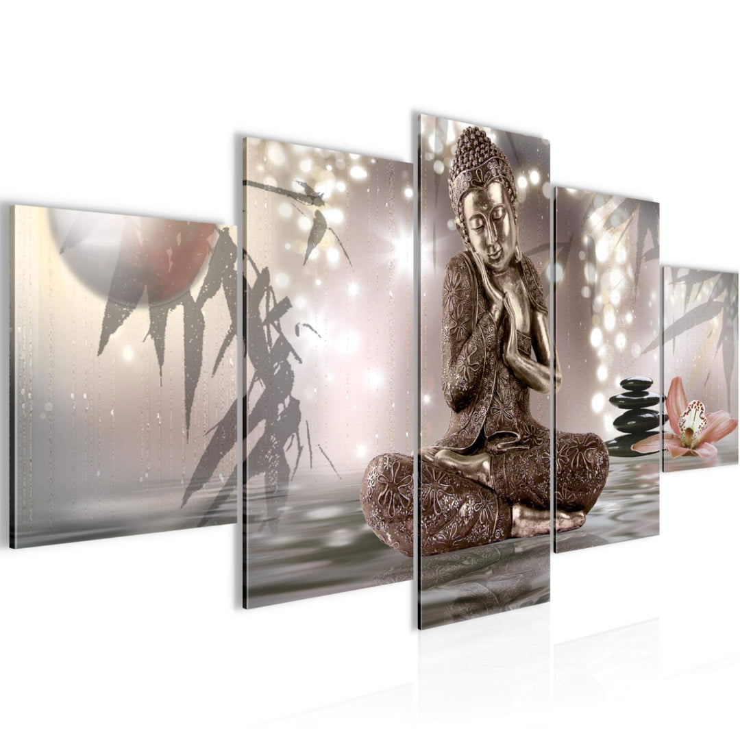 Runa Art Wandbilder Buddha Feng Shui 5 Teilig Bild auf Vlies Leinwand Deko Wohnzimmer Schlafzimmer S